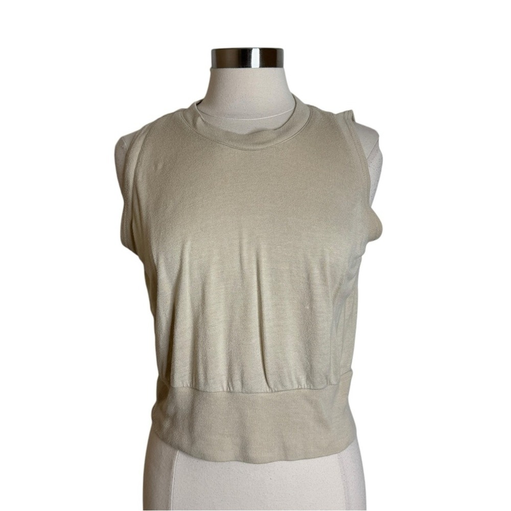 Vintage Michele Lamy Tan Sleeveless Silk Blend Knit Top Women's Minimalist
